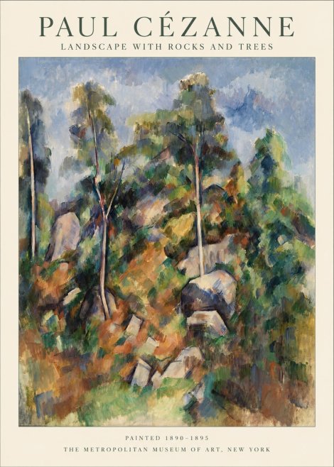Paul Cézanne Landscape with Rocks and Trees No1 - Plakát