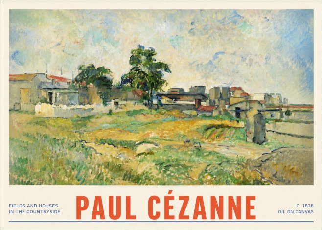 Paul Cézanne Fields and Houses in the Countryside No3 - Plakát
