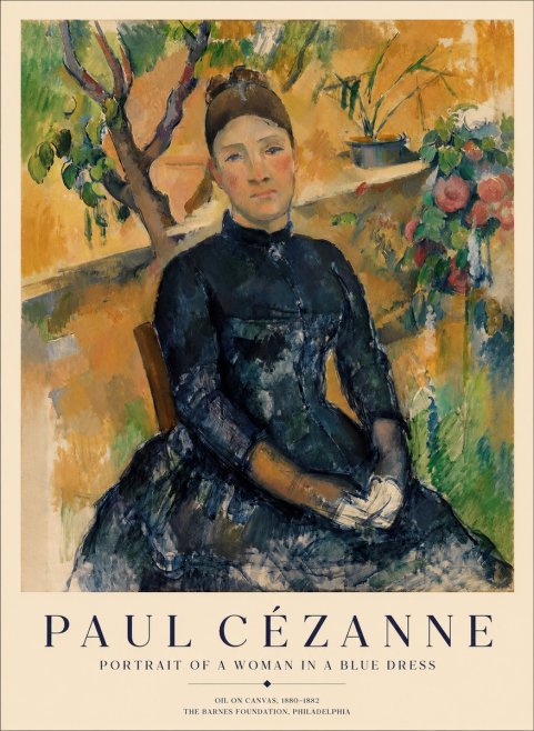 Paul Cézanne Portrait of a Woman in a Blue Dress No1 - Plakát