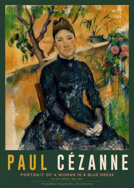 Paul Cézanne Portrait of a Woman in a Blue Dress No2 - Plakát