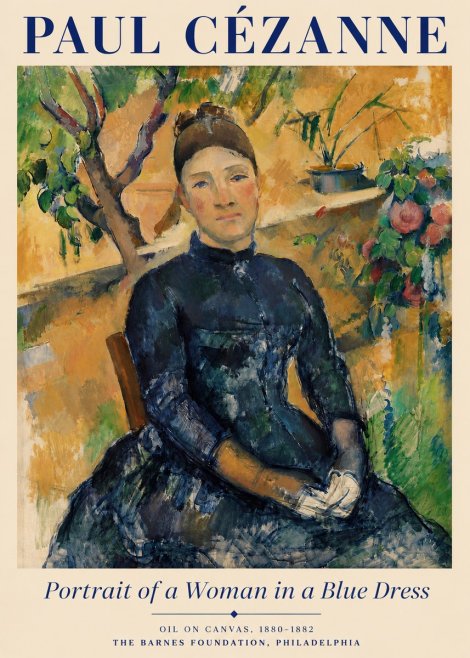 Paul Cézanne Portrait of a Woman in a Blue Dress No3 - Plakát