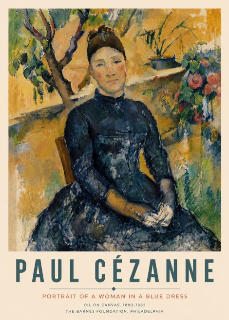 Paul Cézanne Portrait of a Woman in a Blue Dress No4 - Plakát