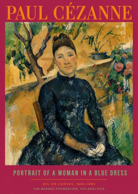Paul Cézanne Portrait of a Woman in a Blue Dress No5 - Plakát