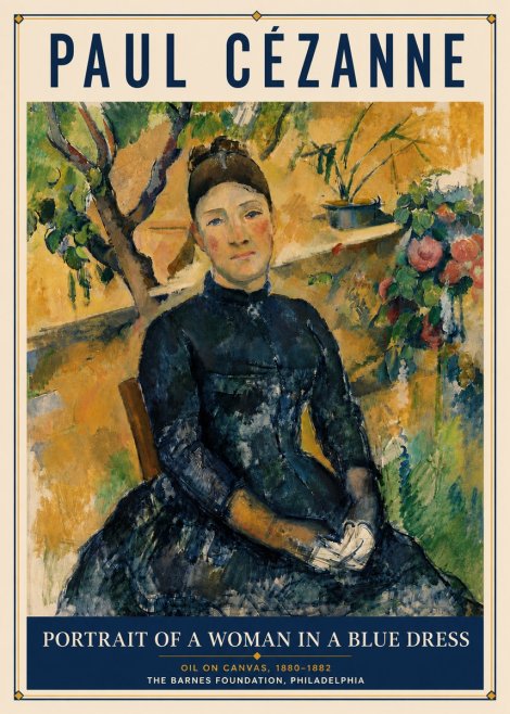 Paul Cézanne Portrait of a Woman in a Blue Dress No6 - Plakát