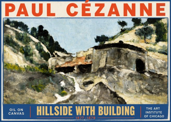 Paul Cézanne Hillside with Building No4 - Plakát