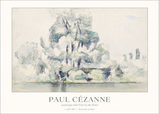Paul Cézanne Landscape with Trees by the Water No1 - Plakát