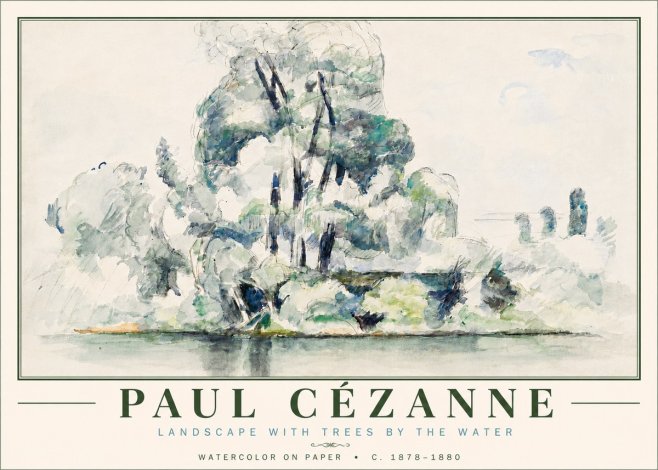 Paul Cézanne Landscape with Trees by the Water No6 - Plakát