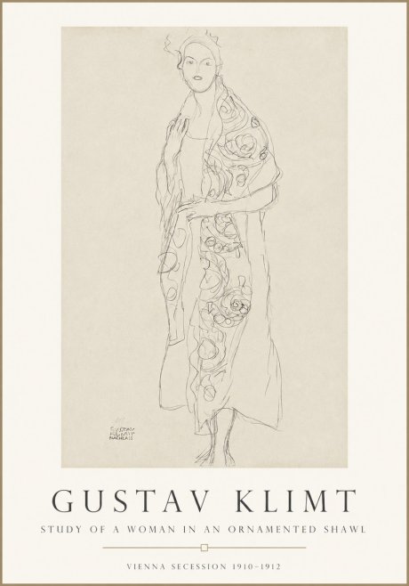 Klimt Study of a Woman in an Ornamented Shawl No1 - Plakát