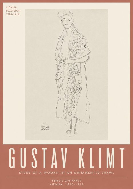Klimt Study of a Woman in an Ornamented Shawl No4 - Plakát