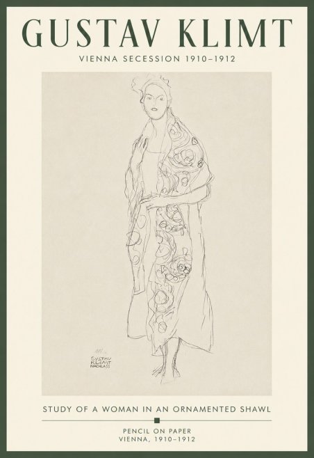 Klimt Study of a Woman in an Ornamented Shawl No5 - Plakát
