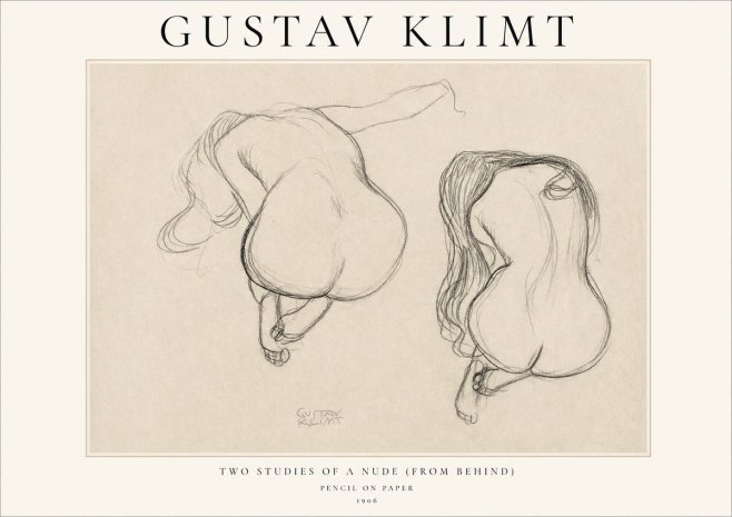 Klimt Two Studies of a Nude (from Behind) No1 - Plakát