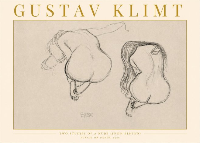 Klimt Two Studies of a Nude (from Behind) No2 - Plakát