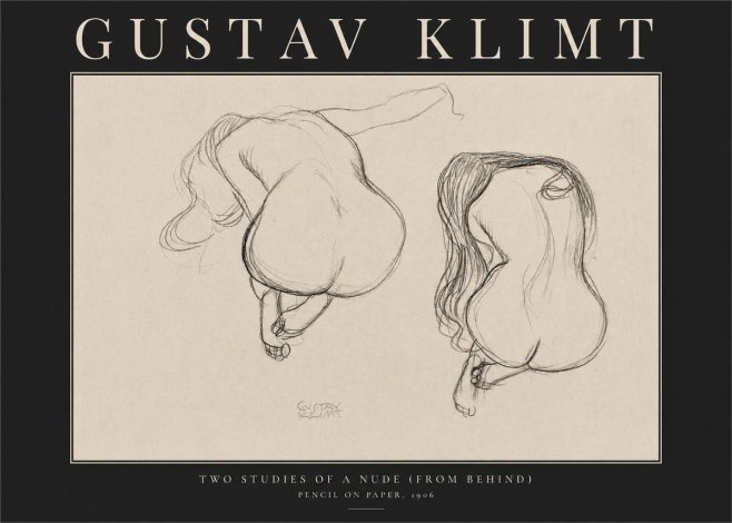 Klimt Two Studies of a Nude (from Behind) No3 - Plakát