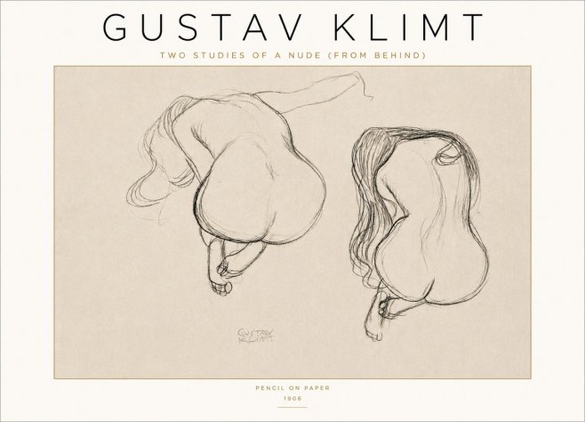 Klimt Two Studies of a Nude (from Behind) No4 - Plakát