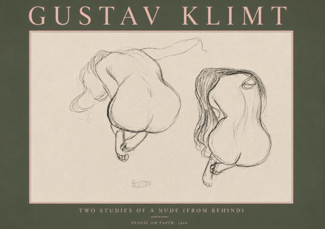 Klimt Two Studies of a Nude (from Behind) No5 - Plakát