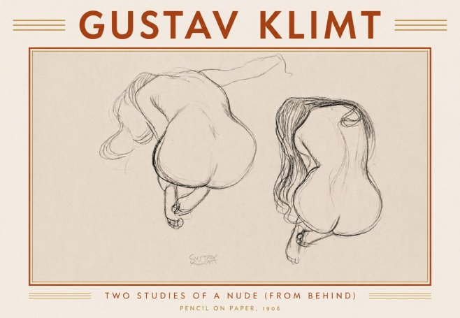 Klimt Two Studies of a Nude (from Behind) No6 - Plakát