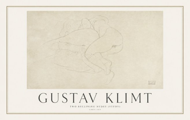 Klimt Two Reclining Nudes (Study) No1 - Plakát