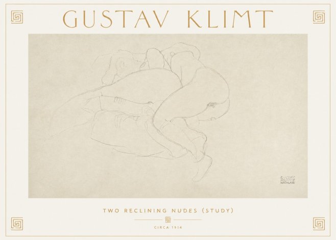 Klimt Two Reclining Nudes (Study) No2 - Plakát