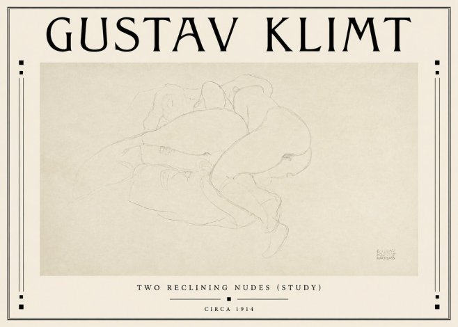 Klimt Two Reclining Nudes (Study) No3 - Plakát