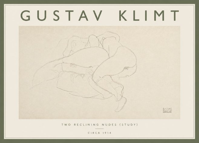 Klimt Two Reclining Nudes (Study) No4 - Plakát