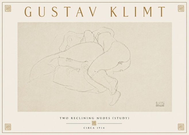 Klimt Two Reclining Nudes (Study) No6 - Plakát