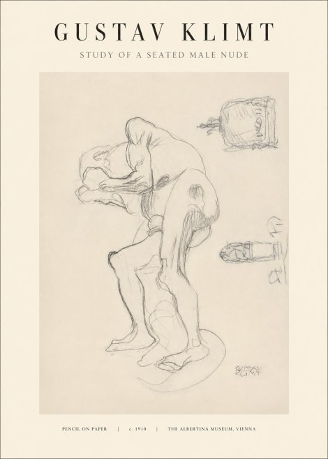 Klimt Study of a Seated Male Nude No1 - Plakát