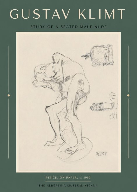 Klimt Study of a Seated Male Nude No2 - Plakát