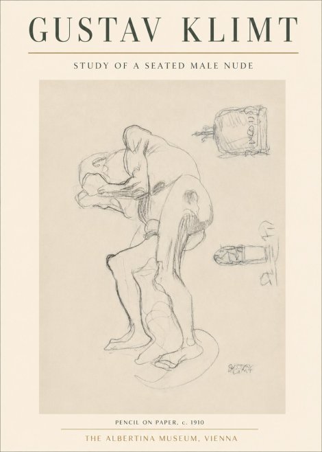 Klimt Study of a Seated Male Nude No3 - Plakát