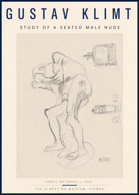Klimt Study of a Seated Male Nude No4 - Plakát