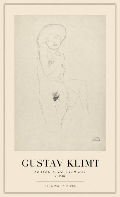 Klimt Seated Nude with Hat No1 - Plakát