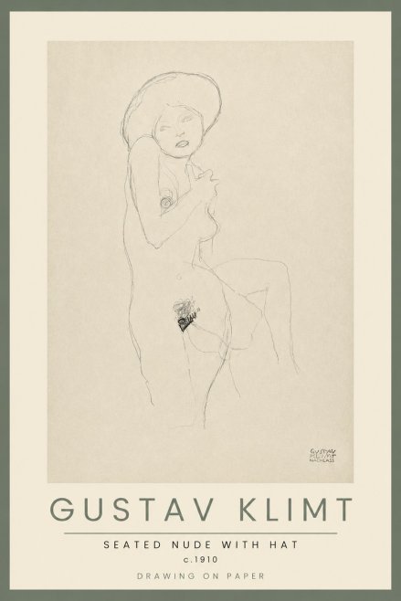 Klimt Seated Nude with Hat No2 - Plakát
