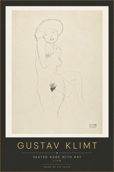 Klimt Seated Nude with Hat No4 - Plakát