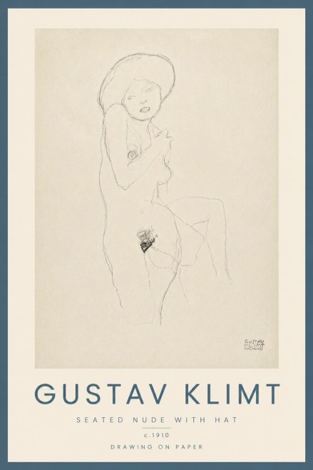 Klimt Seated Nude with Hat No5 - Plakát