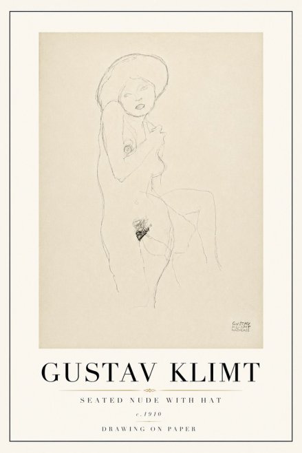 Klimt Seated Nude with Hat No6 - Plakát