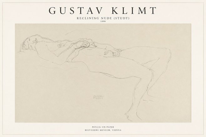 Klimt Reclining Nude (Study) No1 - Plakát