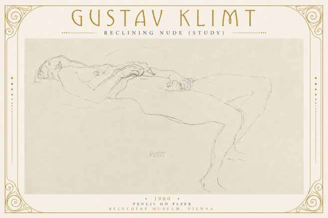 Klimt Reclining Nude (Study) No2 - Plakát
