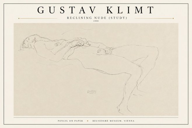 Klimt Reclining Nude (Study) No3 - Plakát