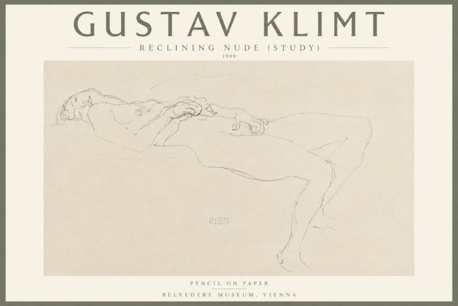 Klimt Reclining Nude (Study) No4 - Plakát