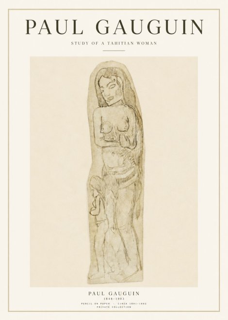 Paul Gauguin Study of a Tahitian Woman II No1 - Plakát