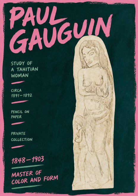 Paul Gauguin Study of a Tahitian Woman II No5 - Plakát