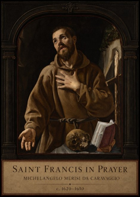 Michelangelo Merisi da Caravaggio Saint Francis in Prayer I No3 - Plakát