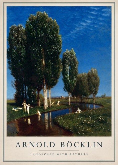 Arnold Böcklin Landscape with Bathers No1 - Plakát