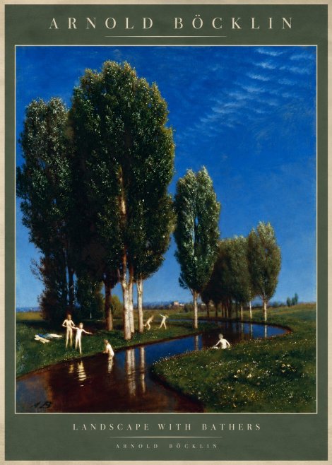 Arnold Böcklin Landscape with Bathers No4 - Plakát