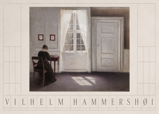 Vilhelm Hammershøi Interior with a Woman from the Back No3 - Plakát