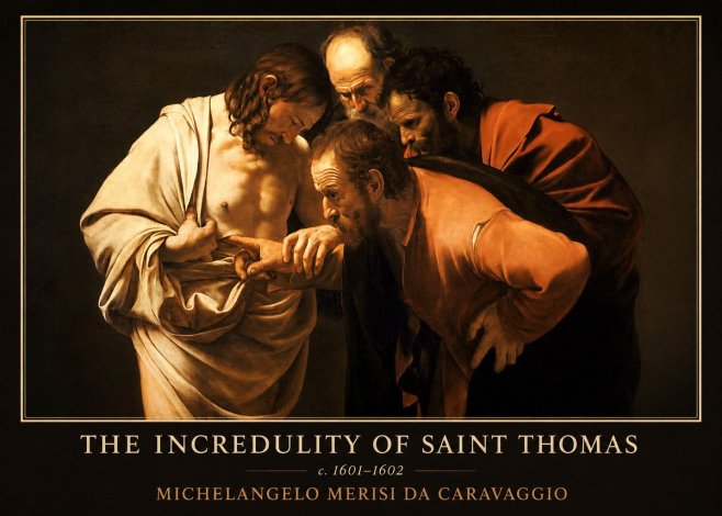 Michelangelo Merisi da Caravaggio The Incredulity of Saint Thomas II No5 - Plakát