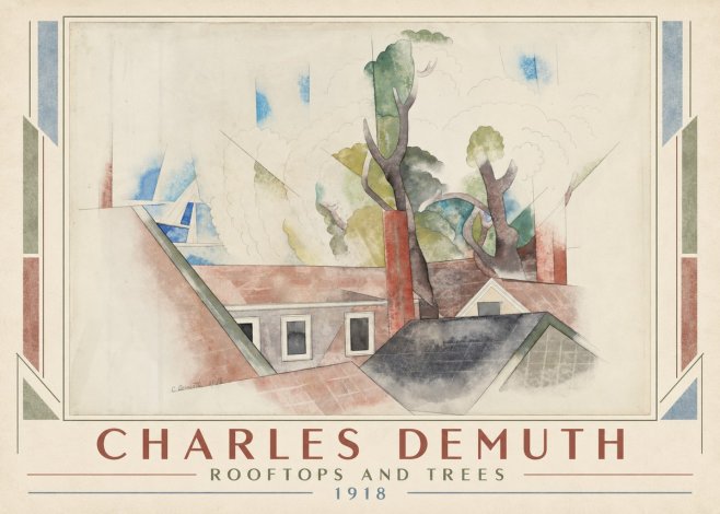 Charles Demuth Rooftops and Trees No1 - Plakát