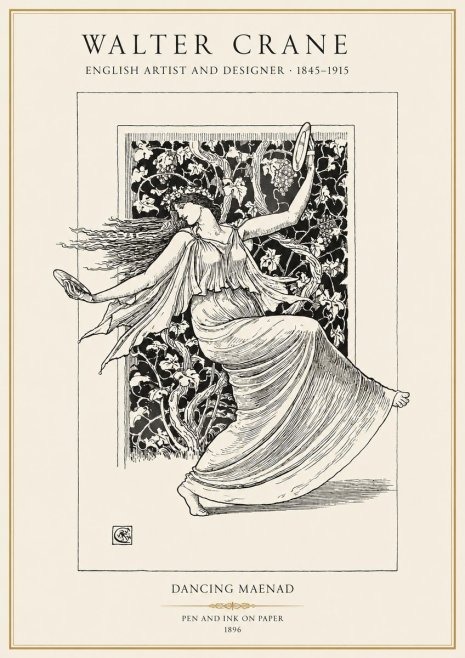Walter Crane Dancing Maenad No1 - Plakát