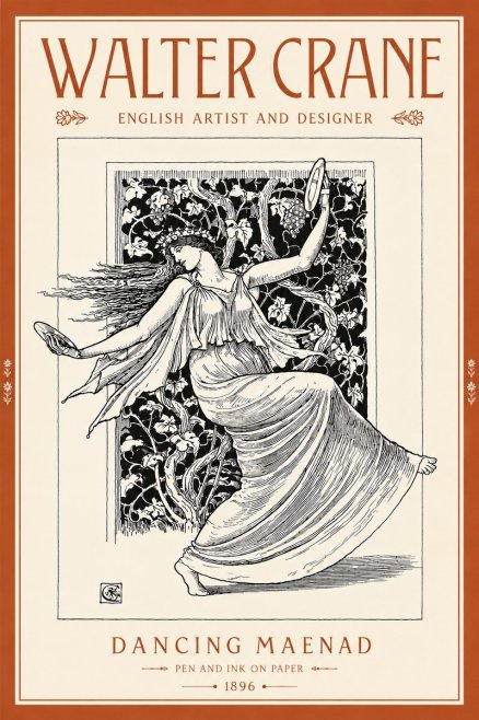 Walter Crane Dancing Maenad No5 - Plakát