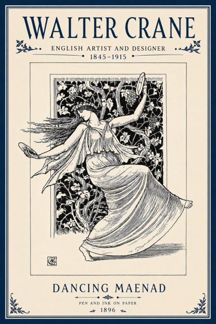 Walter Crane Dancing Maenad No6 - Plakát