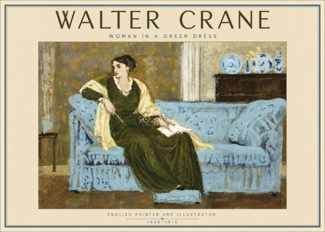 Walter Crane Woman in a Green Dress No5 - Plakát